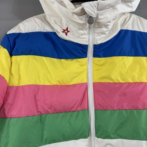 Perfect Moment Jacket Women Large Queenie Quilted Puffer Ski Rainbow Stripe Chic - Picture 5 of 16